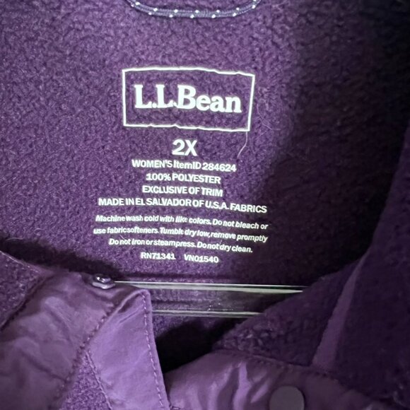 L.L. Bean Women’s Snap Neck Polartec Fleece Pullover Jacket, Purple Eggplant XXL - Picture 2 of 4